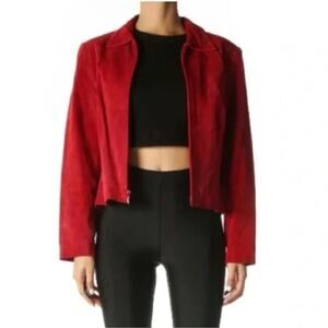 Revue Leather Women's Vibrant Red Suede Jacket